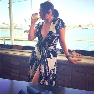 Tropical leaves crop top & maxi skirt 2 piece